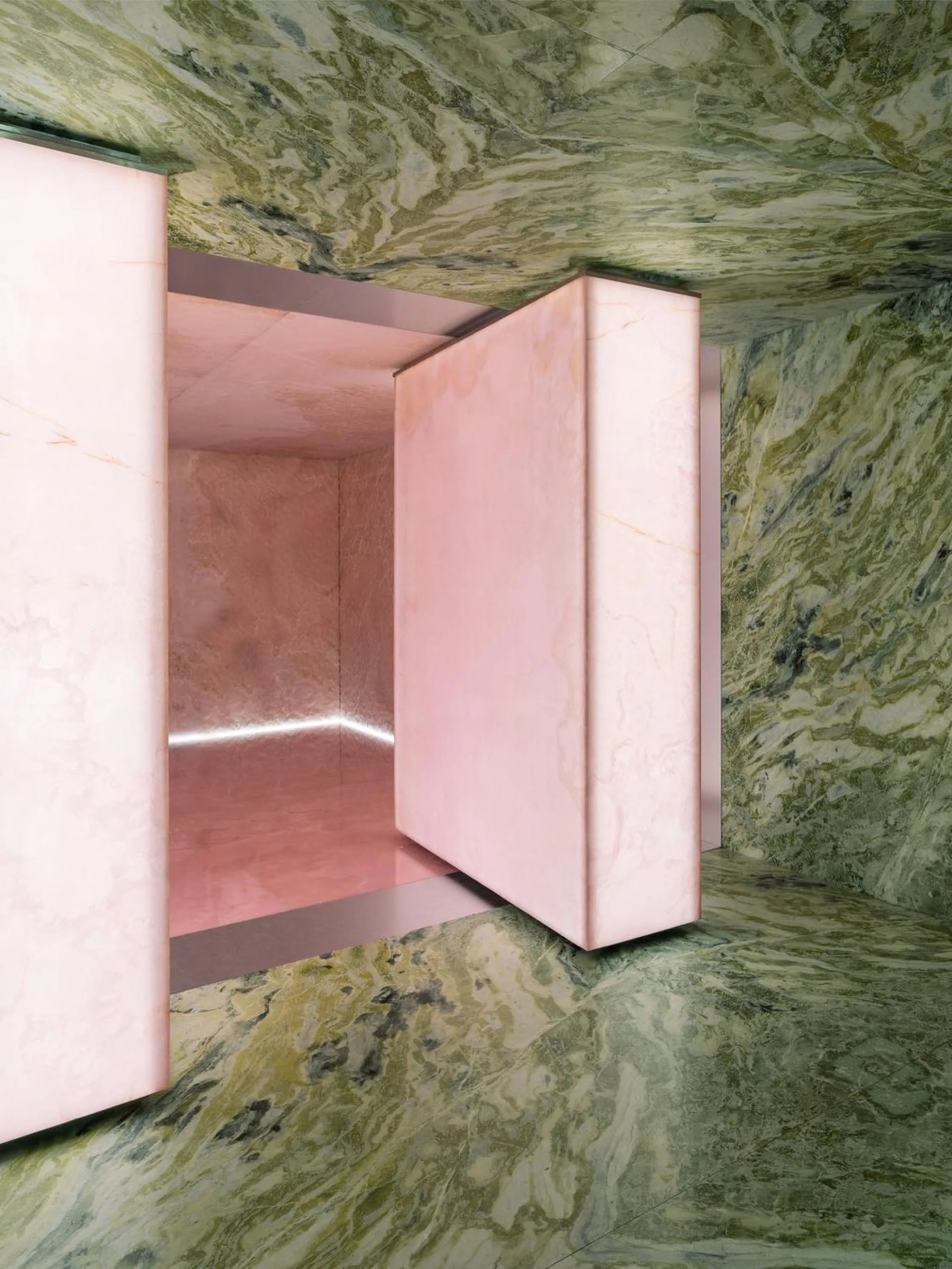 Underground room covered in shiny stone.