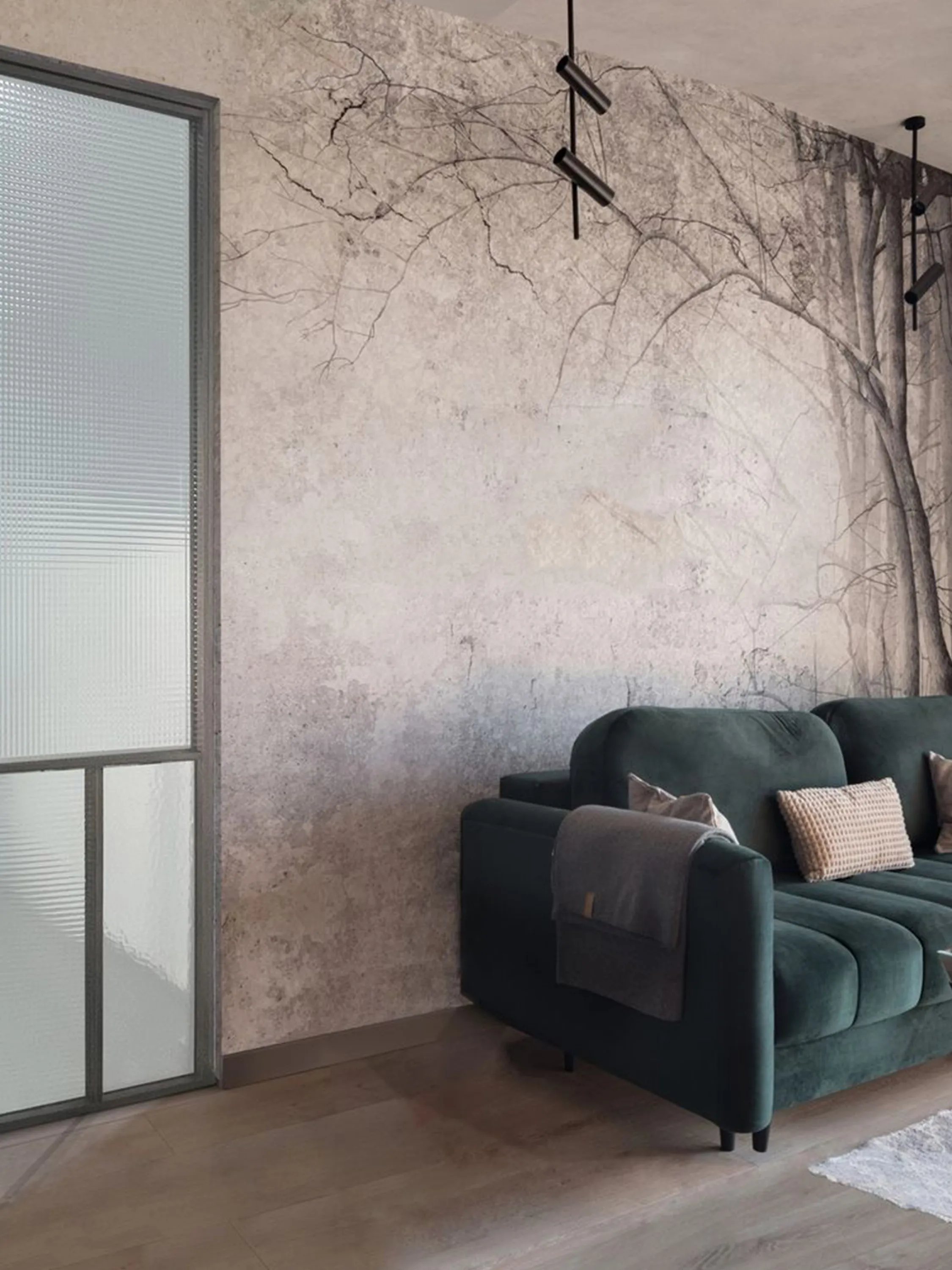 Wallpaper reproducing tree branches.