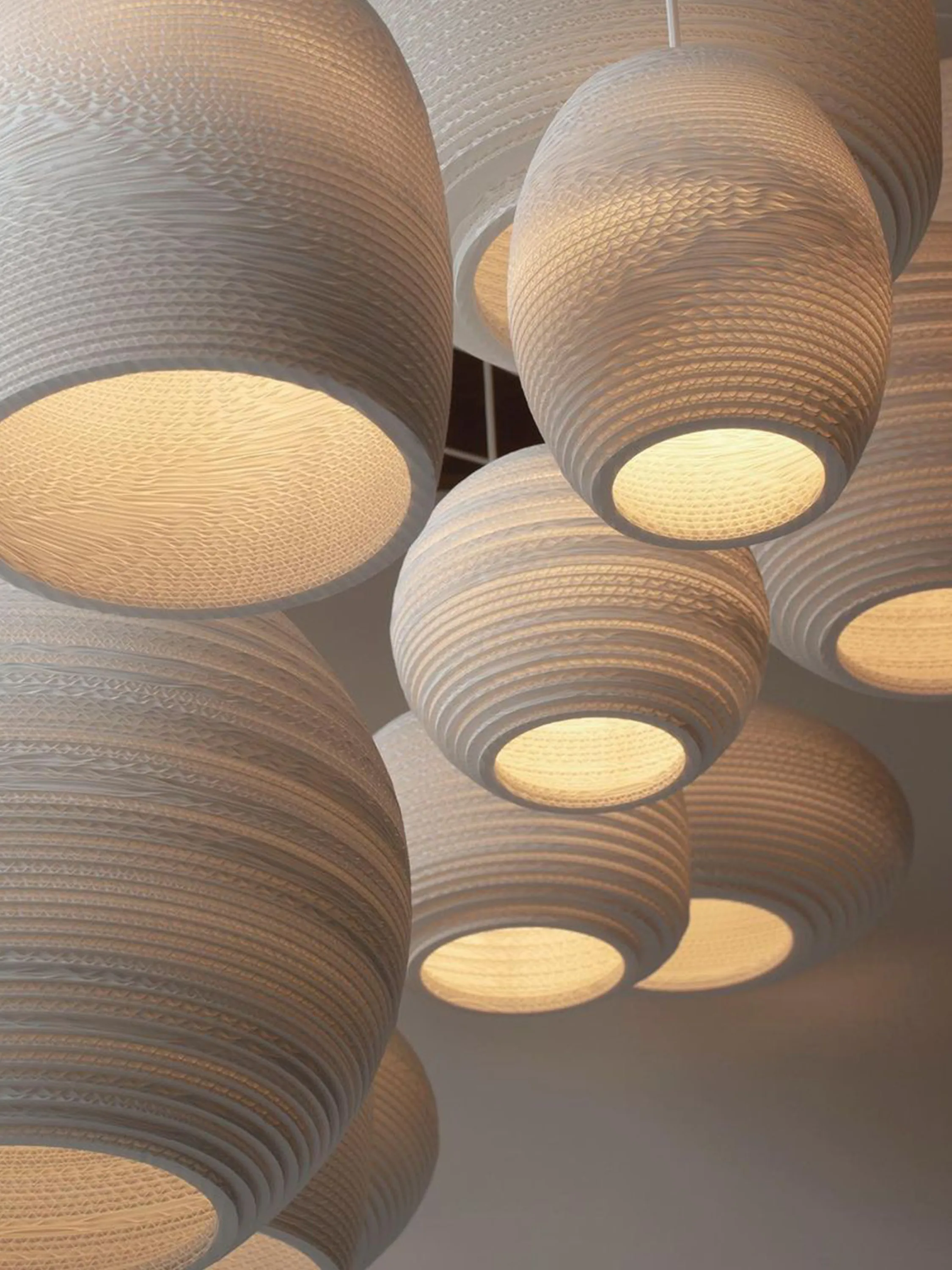 Pendant lamps delivering a soft warm light.