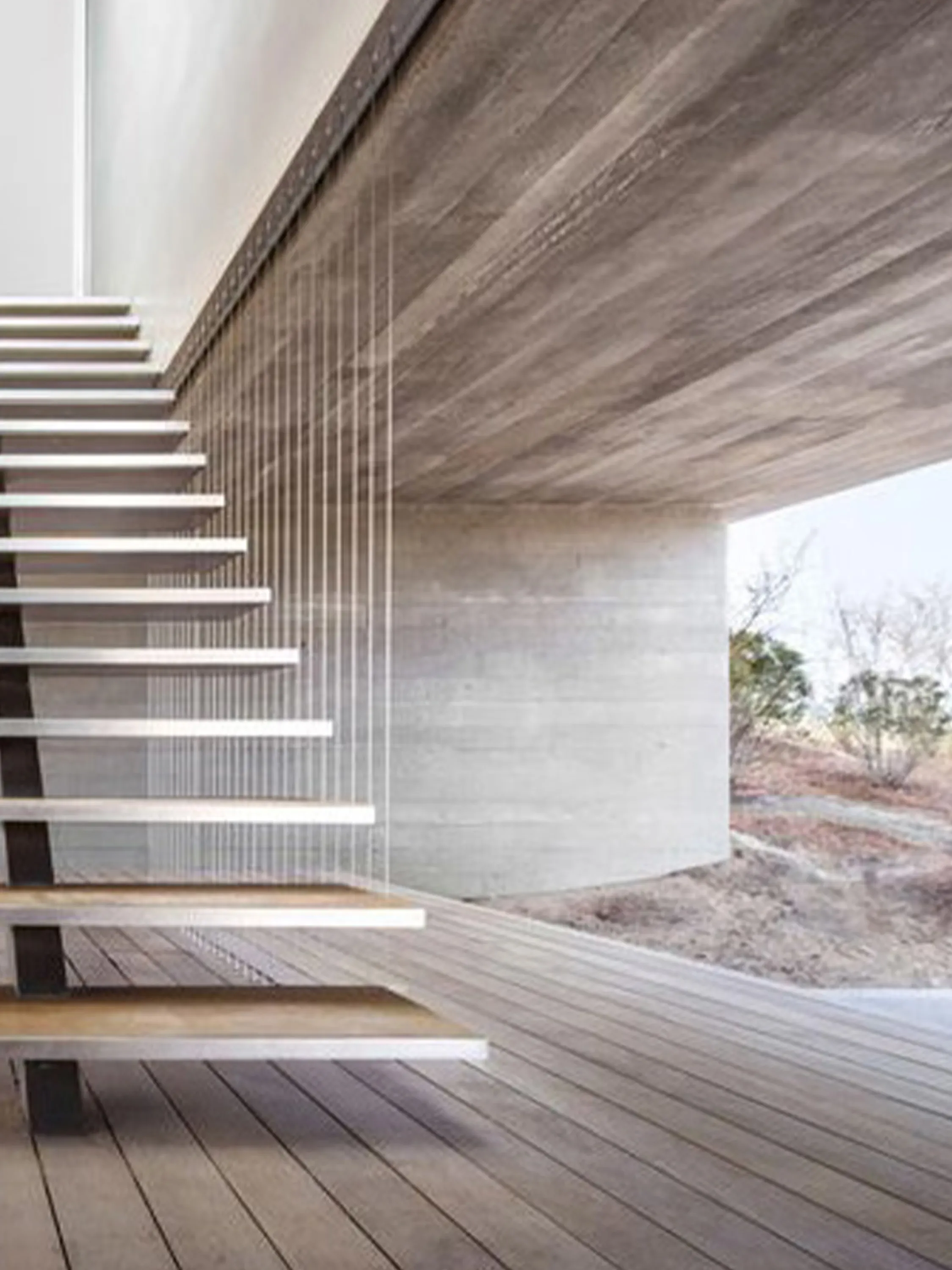 A floating staircase.