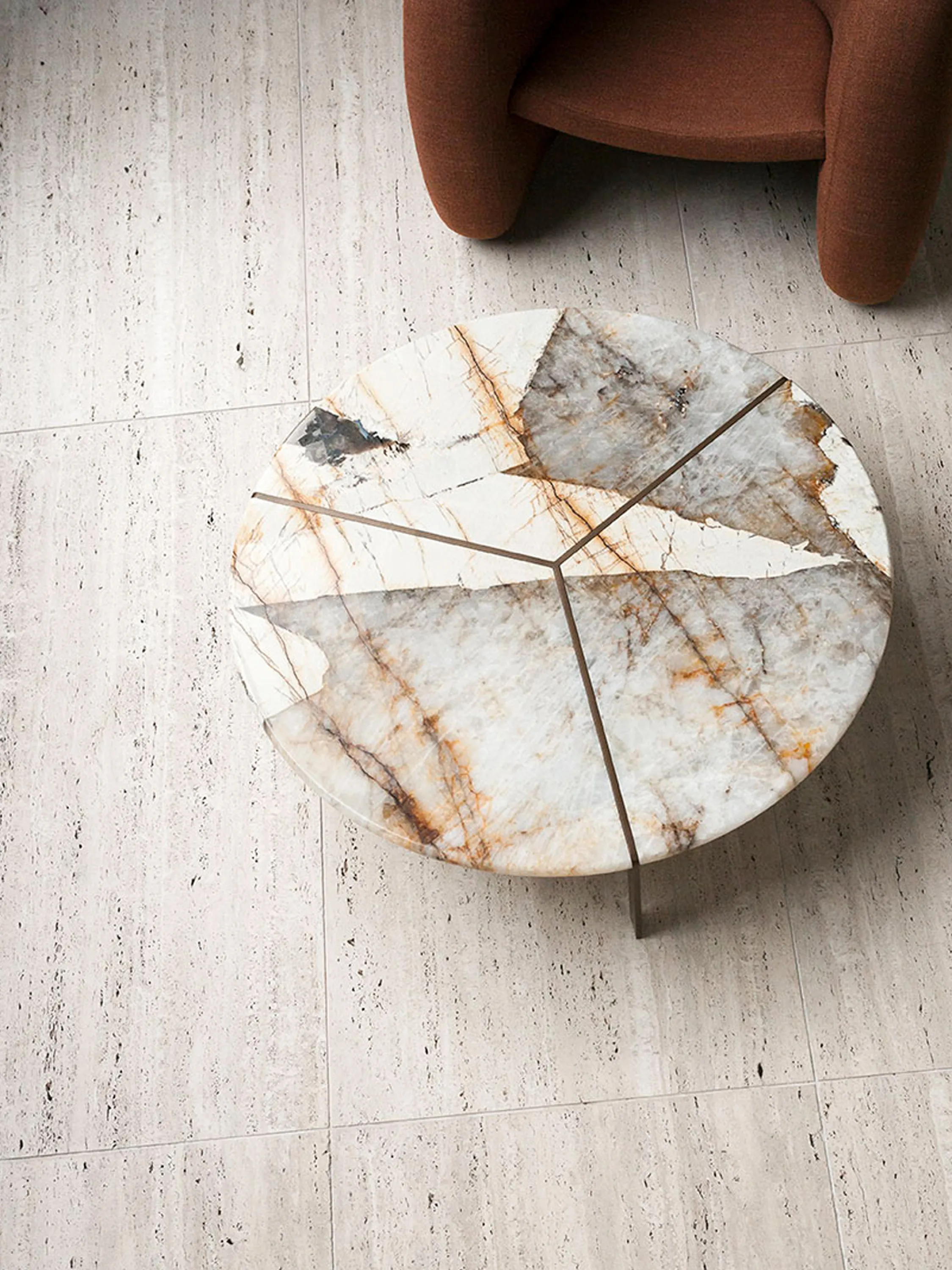 Recycled stone coffee table.