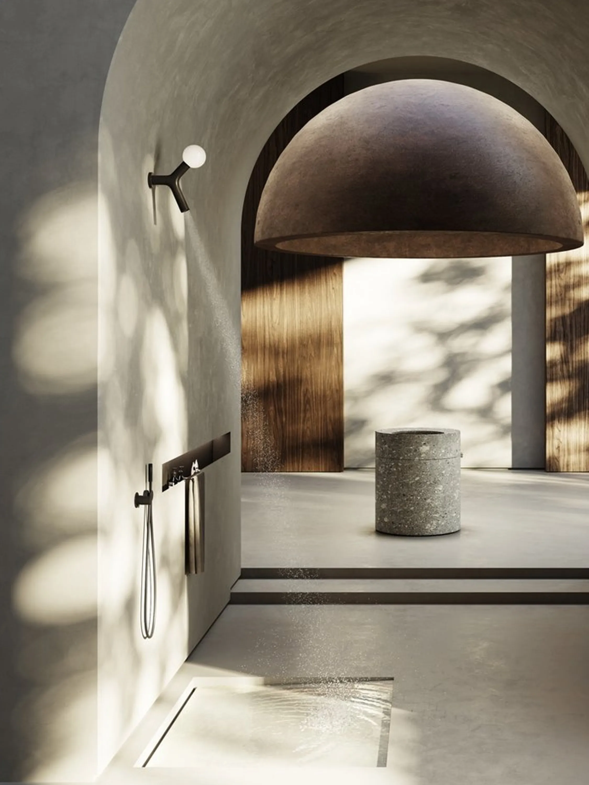 Wellness room with sculptural and enveloping forms.