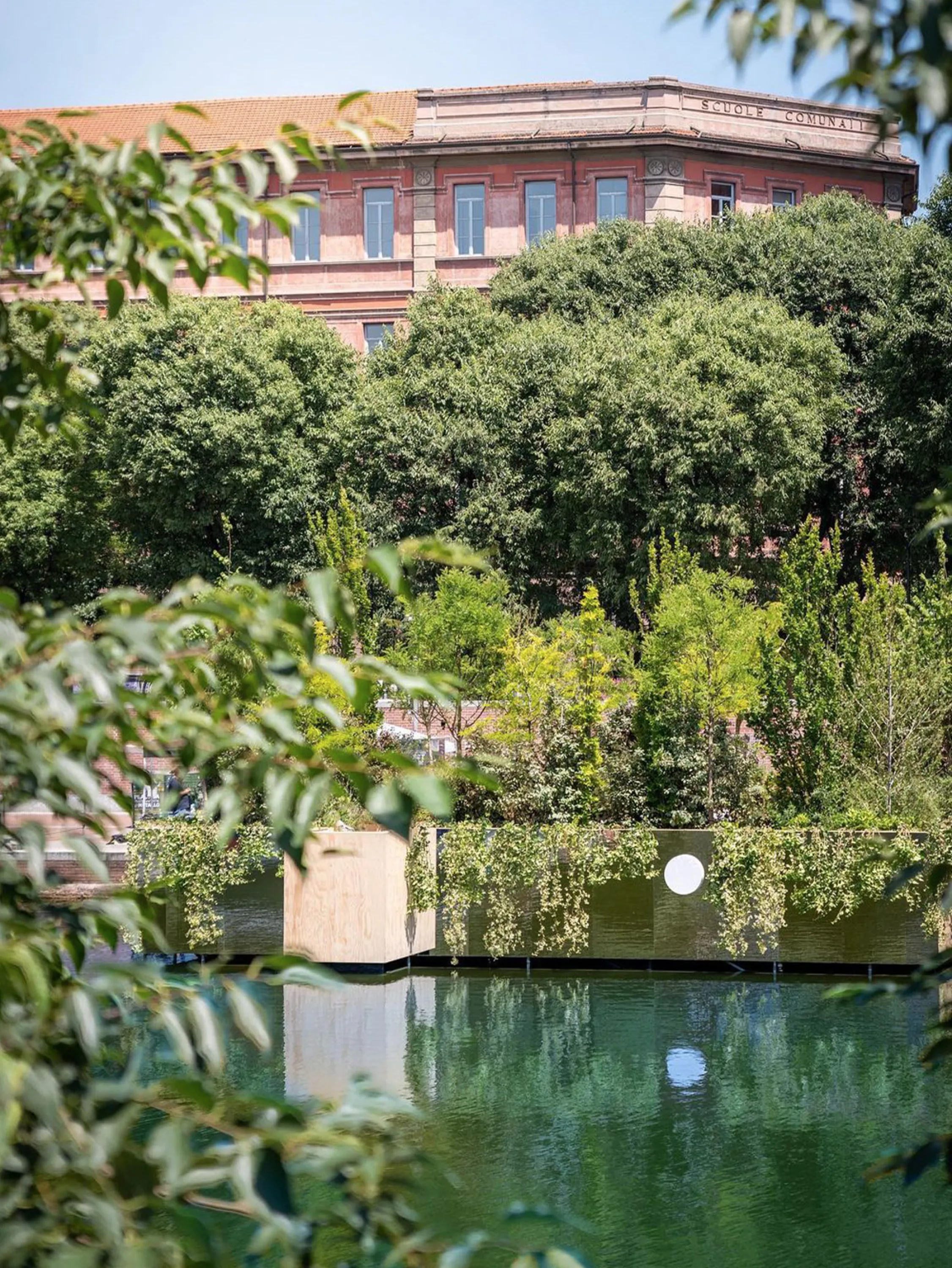 Floating forest blending with other greenery nearby.