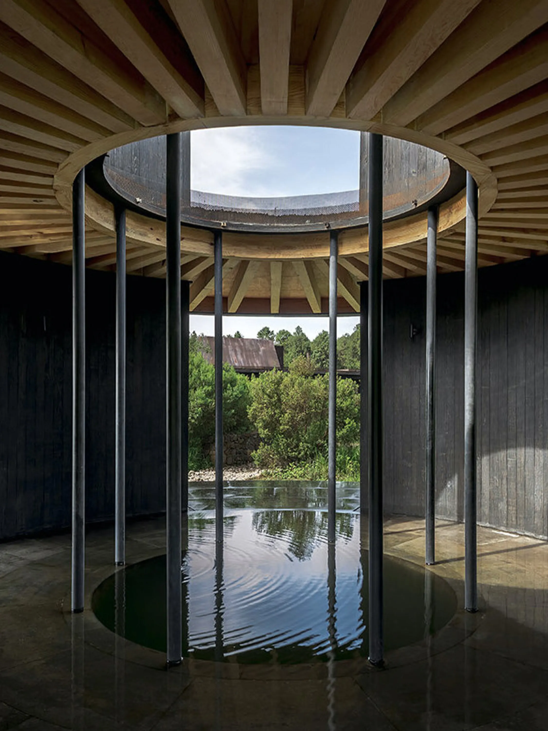 The circular bathhouse.