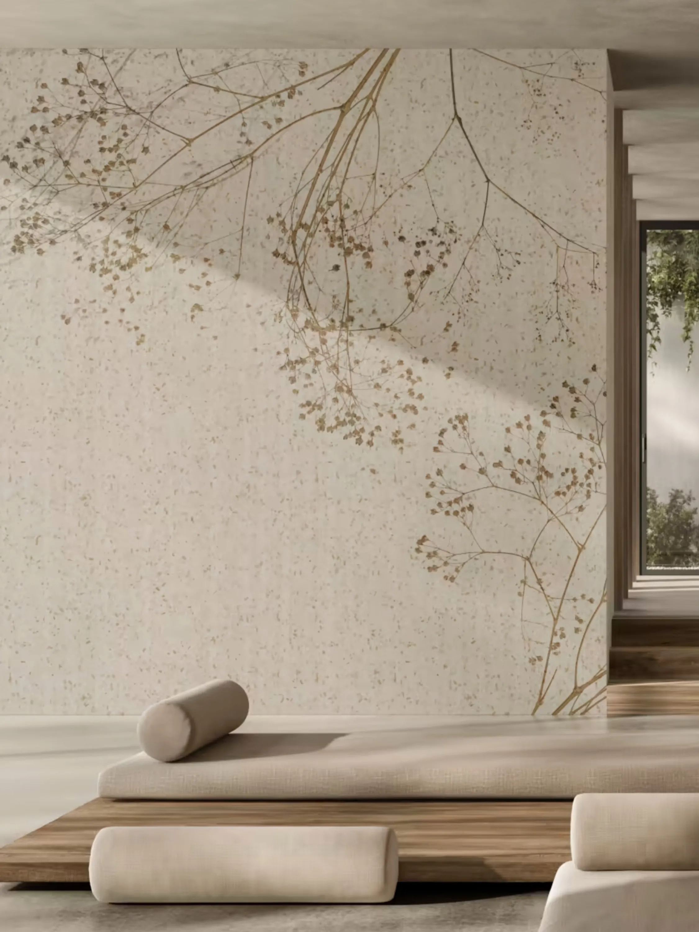 Wallpaper depicting delicate flowers.