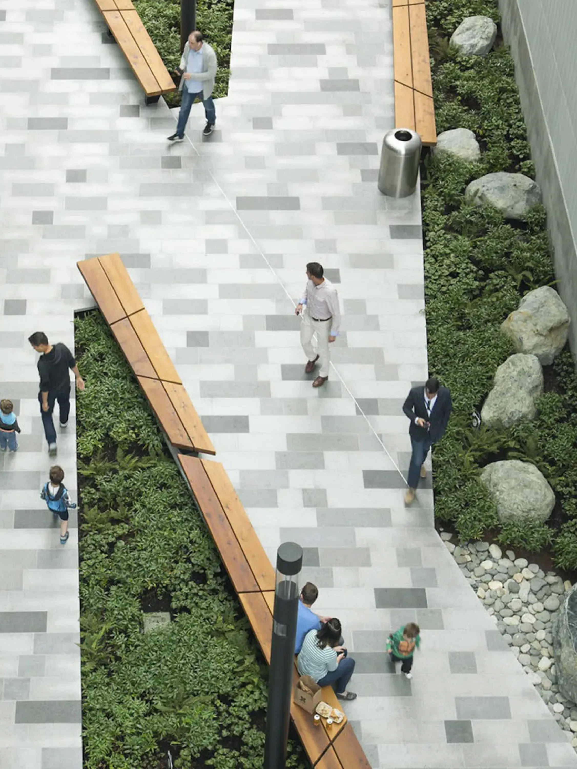 Pathway incorporating green areas.