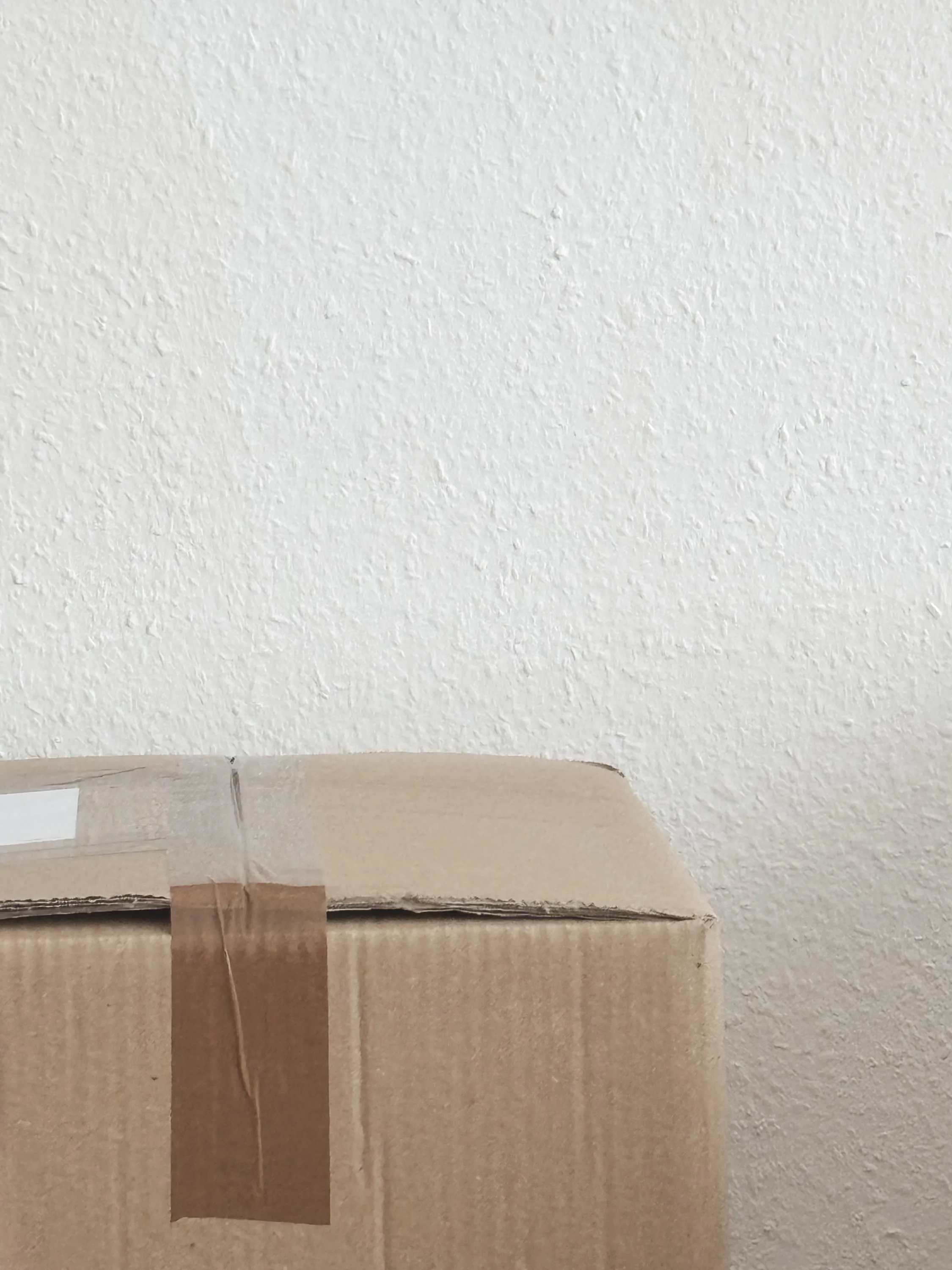Packing box against a wall.