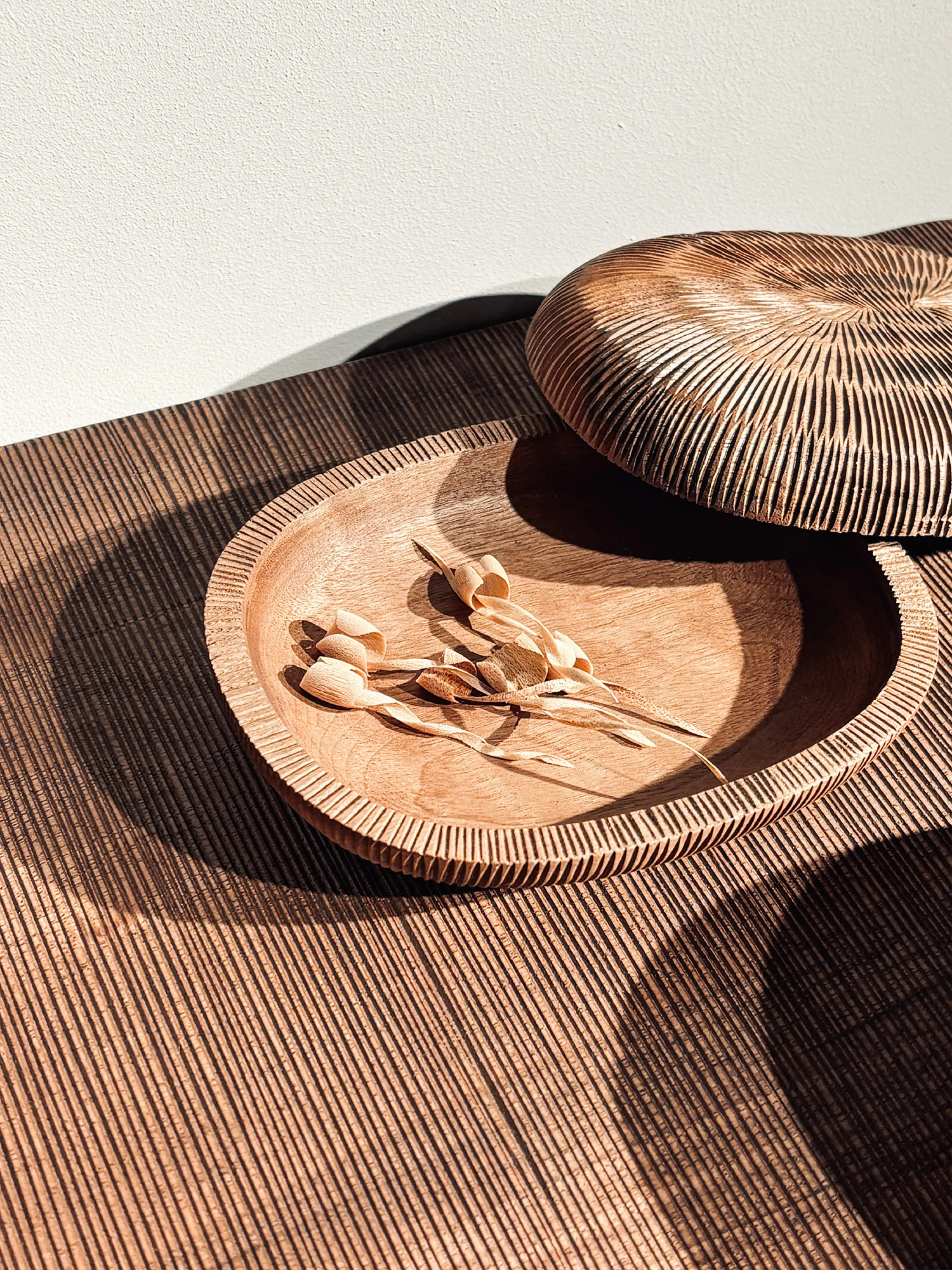 Hand-carved wood box.