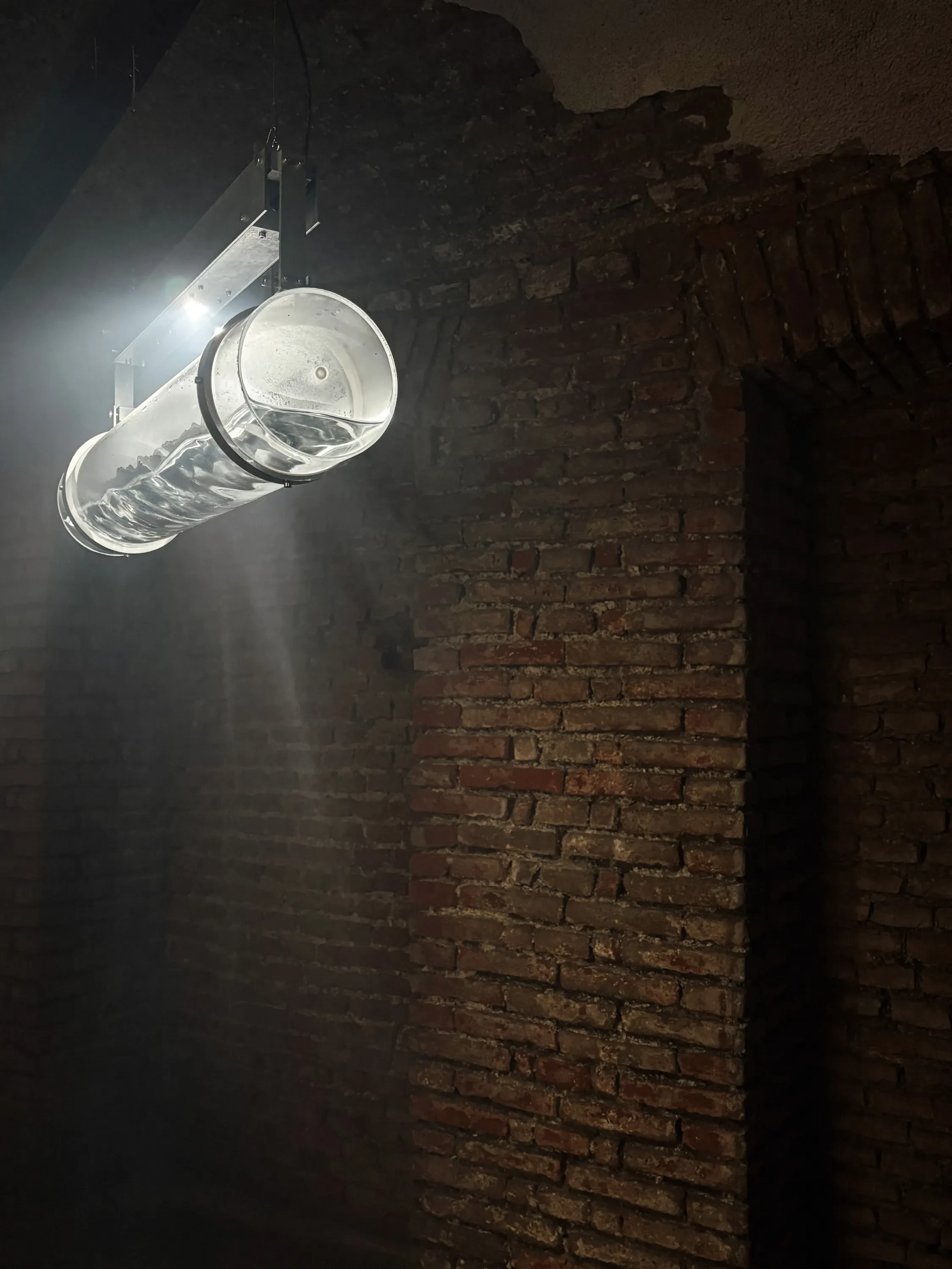 Pendant lamp filled with water.
