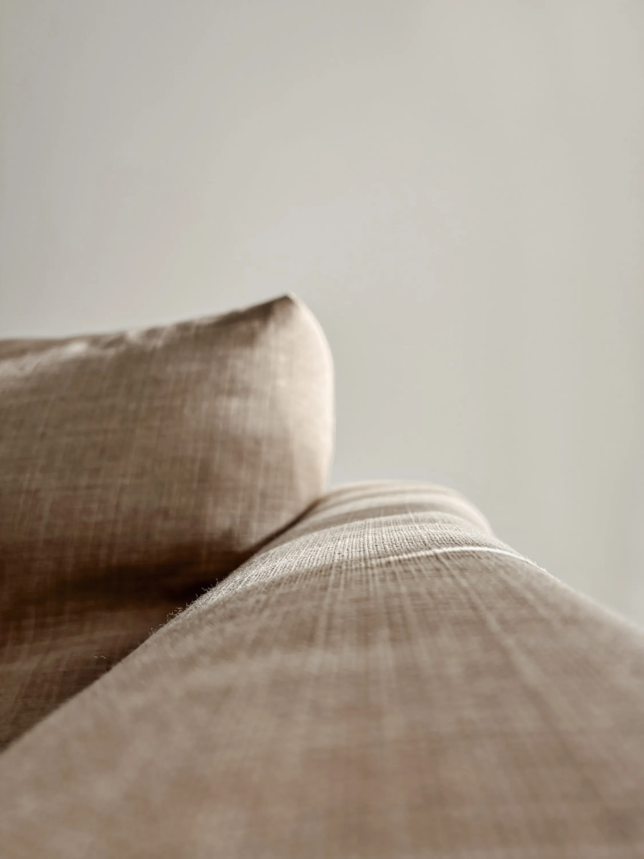 Natural light on a textured sofa.
