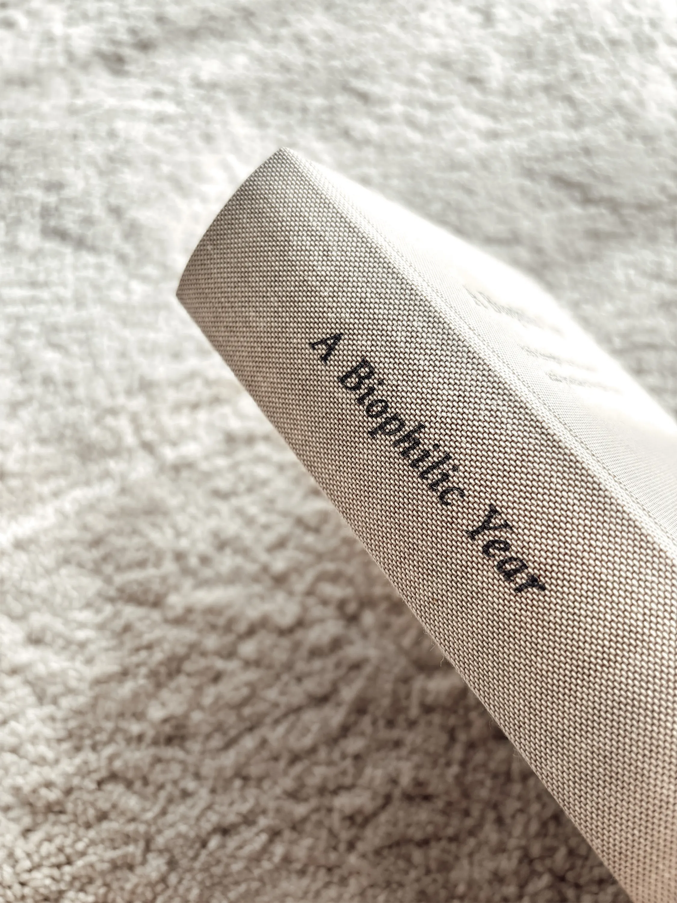 Close-up of the spine of A Biophilic Year.