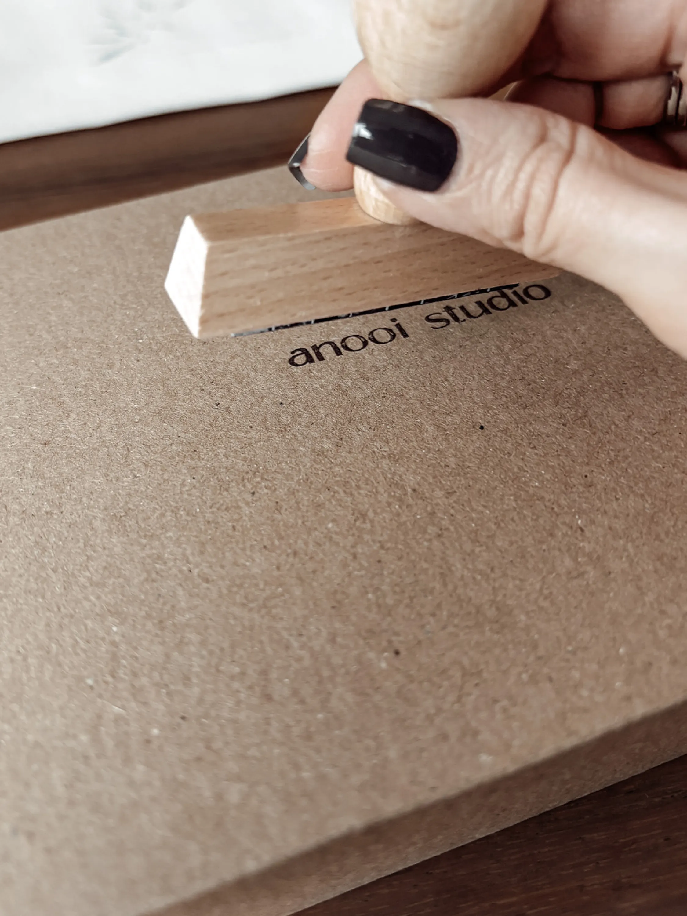 Hand-stamped packaging.