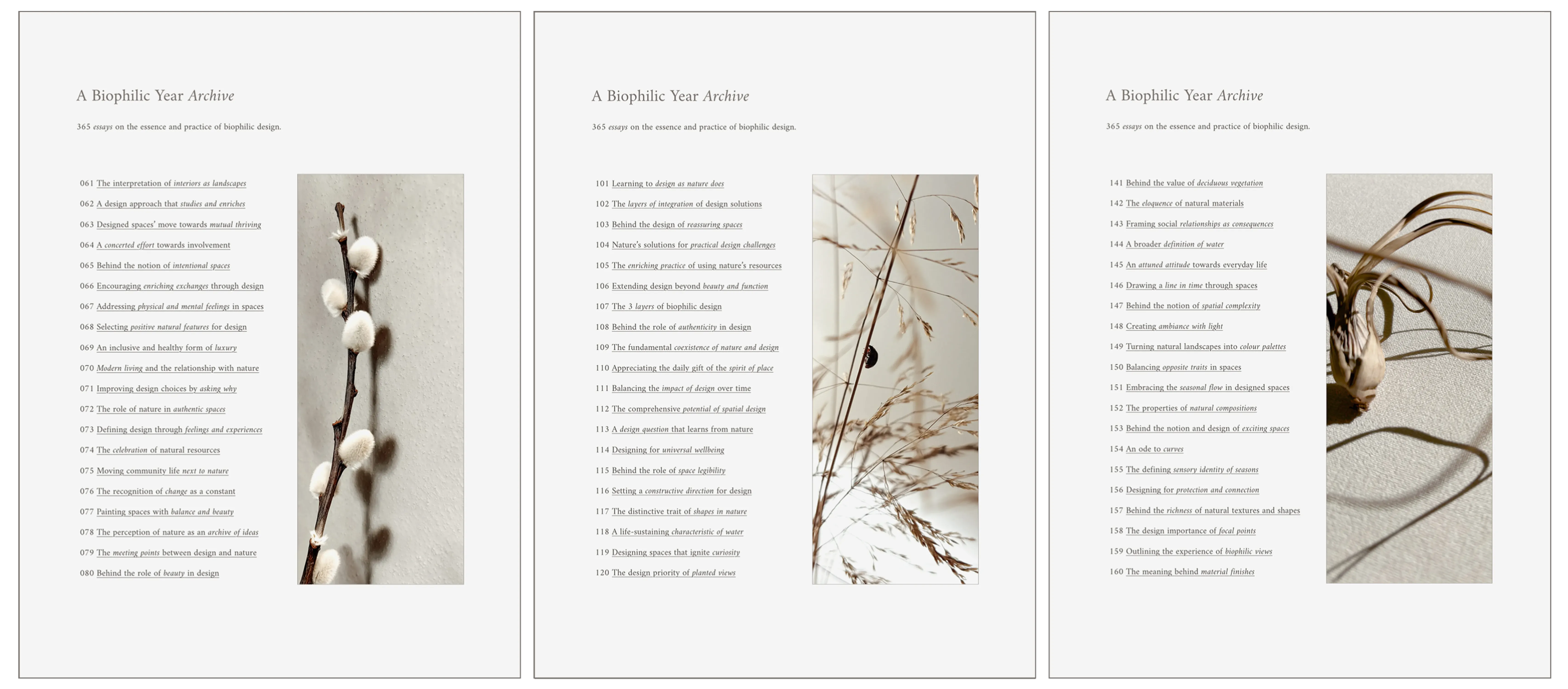 Preview of A Biophilic Year Archive pages